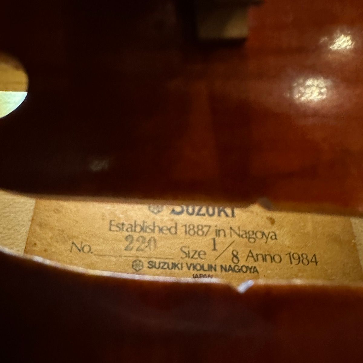 スズキ 分数バイオリン no.220 1/8 1984年 Suzuki No.220 1984年 1/8 Violin スズキ 分数バイオリン - メルカリ