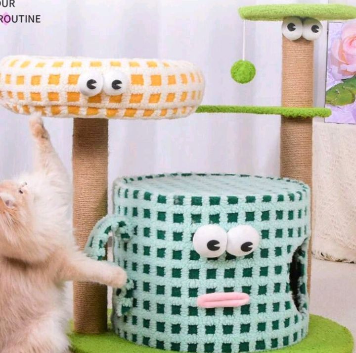 リトルモンスター 猫用クライミングフレーム 猫用爪とぎポスト サイザル麻 猫用爪とぎボード 猫用ベッド オールインワン セルフハイキング パンくずが出ない猫用おもちゃ