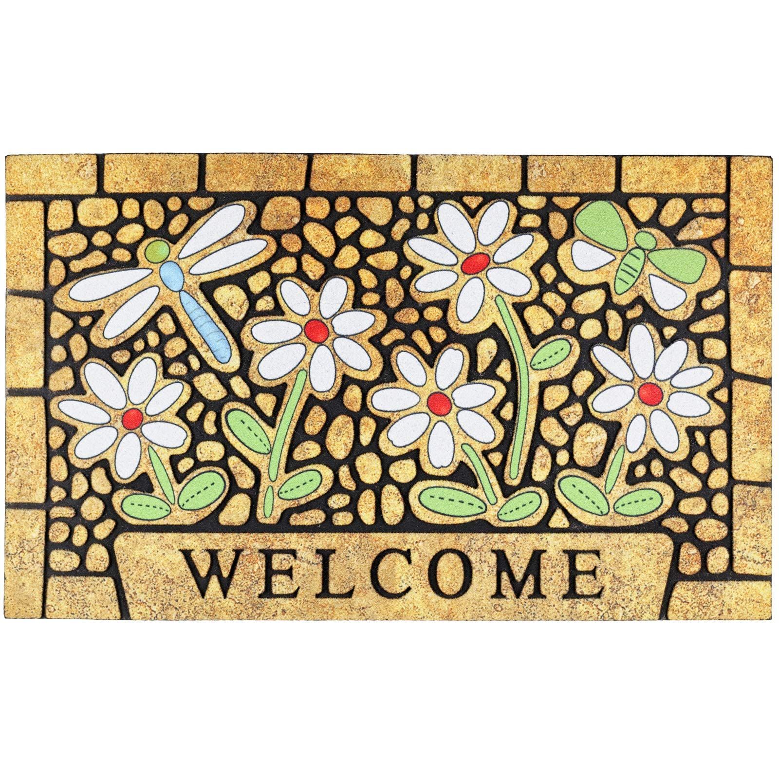 【迅速発送】CHICHIC 玄関マット 屋外 泥落とし おしゃれ マット 約60×90cm FLOWER01