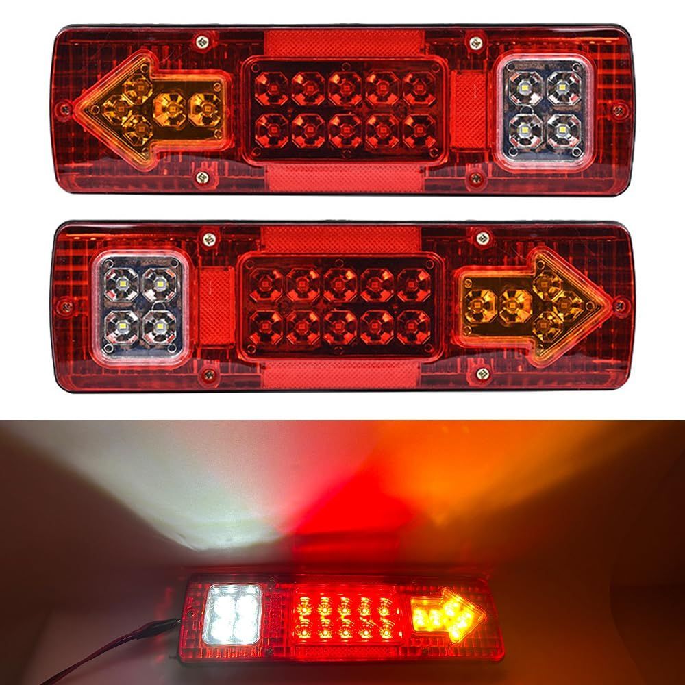 24V トラック テールランプ LED 汎用 角型 24V用 トラック トレーラー ボート用 ブレーキ リアコンビネーションランプ 赤黄白光 3色  2個セット - メルカリ