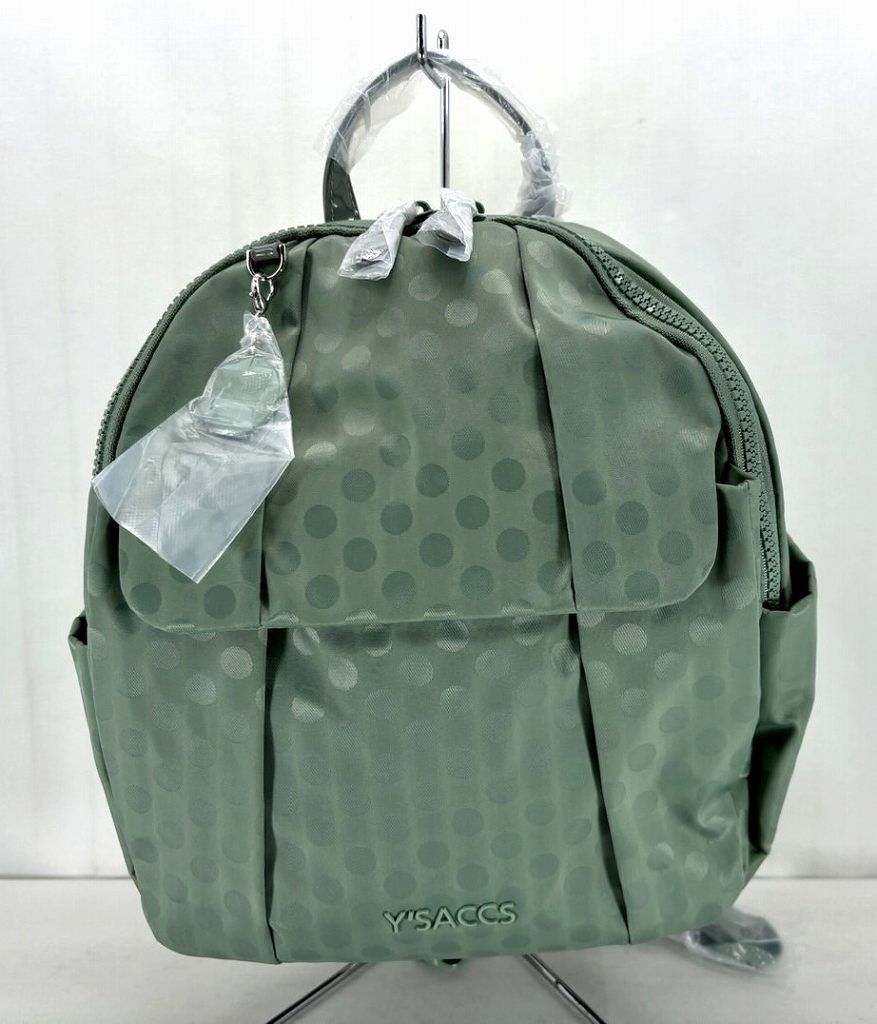 s24t-0067y【中古】【未使用】イザックYSACCS Polka Dots リュックサックライトグリーンSサイズY71-03-09-82