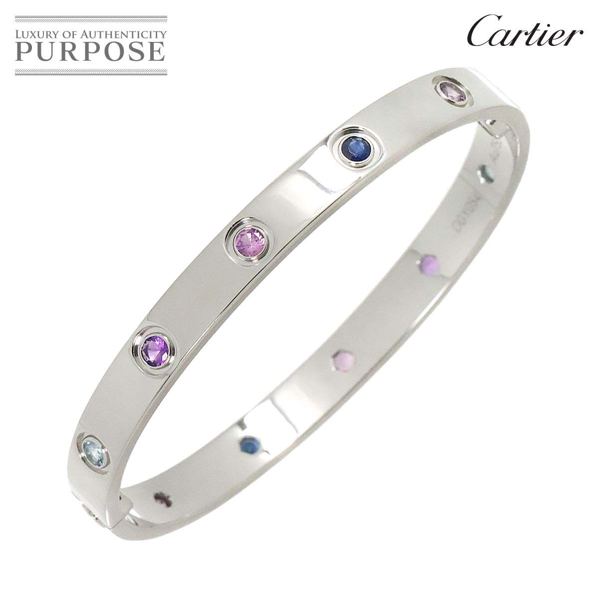 カルティエ Cartier ラブ ブレス マルチストーン #16 K18 WG 750 ブレスレット バングル Love Bracelet【証明書付き】  90229785 - メルカリ