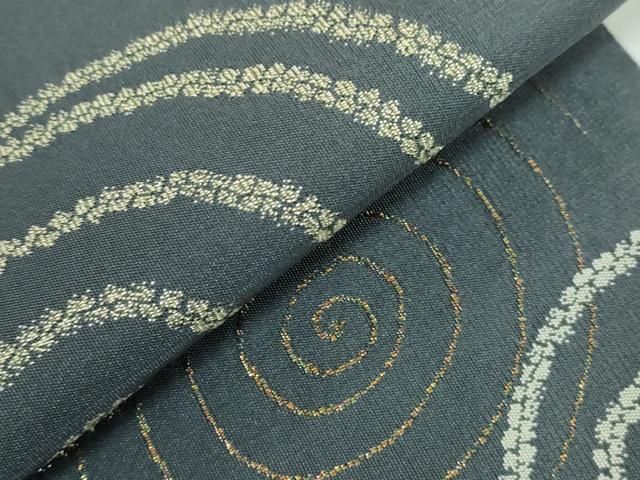 平和屋本店□極上 田中工芸織物 祥園謹製 克絲綴 太鼓柄袋帯 渦 金銀糸