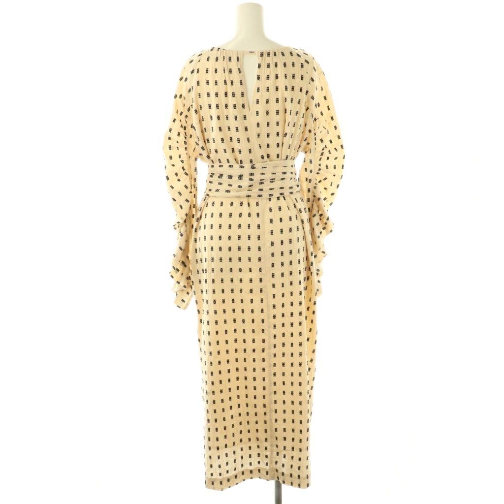 サラマリカ SARA MALLIKA Cotton Cut Jqd Gather Dress ワンピース 総柄 ロング 長袖 S クリーム色 HK OS