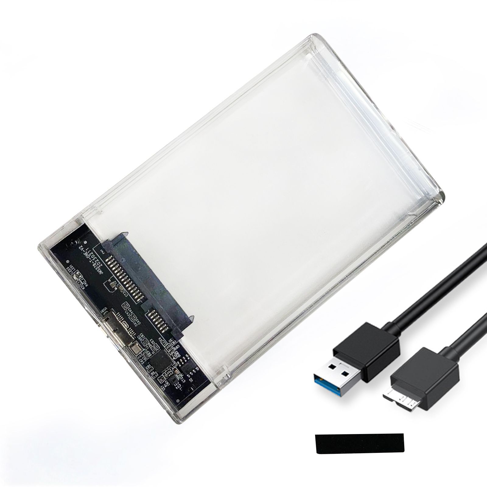 モバイルハードディスクボックス　2.5インチ　HDDケース USB 3.0接続　メカニカルソリッドステートType-c外付けボックス　ソリッドステートディスク外付けドライブボックス　SATA to USB 3.0　簡単着脱 （透明色）