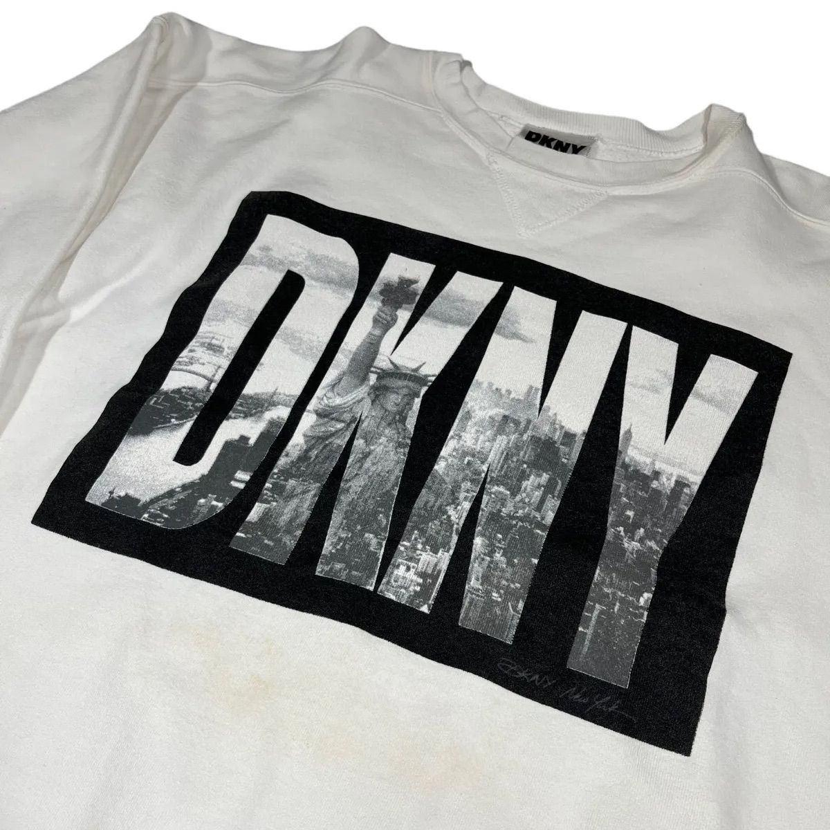90s USA製 DKNY ダナキャラン スウェット 白 XL トレーナー