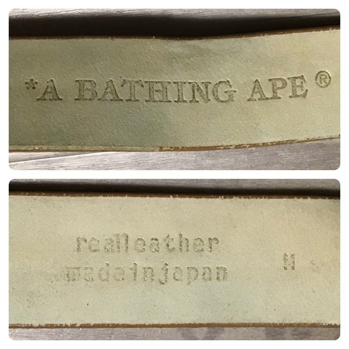 BAPE LOGO レザー ベルト Mサイズ ゴールド × ブラウン a bathing ape
