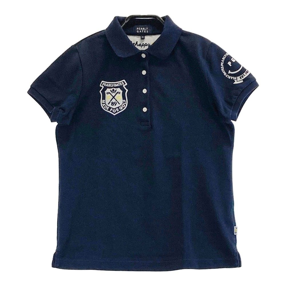 パーリーゲイツ ニコちゃん ポロシャツ 日本製 ネイビー サイズ0 パーリーゲイツ PG 【リサイクル】ニコちゃんポイント半袖