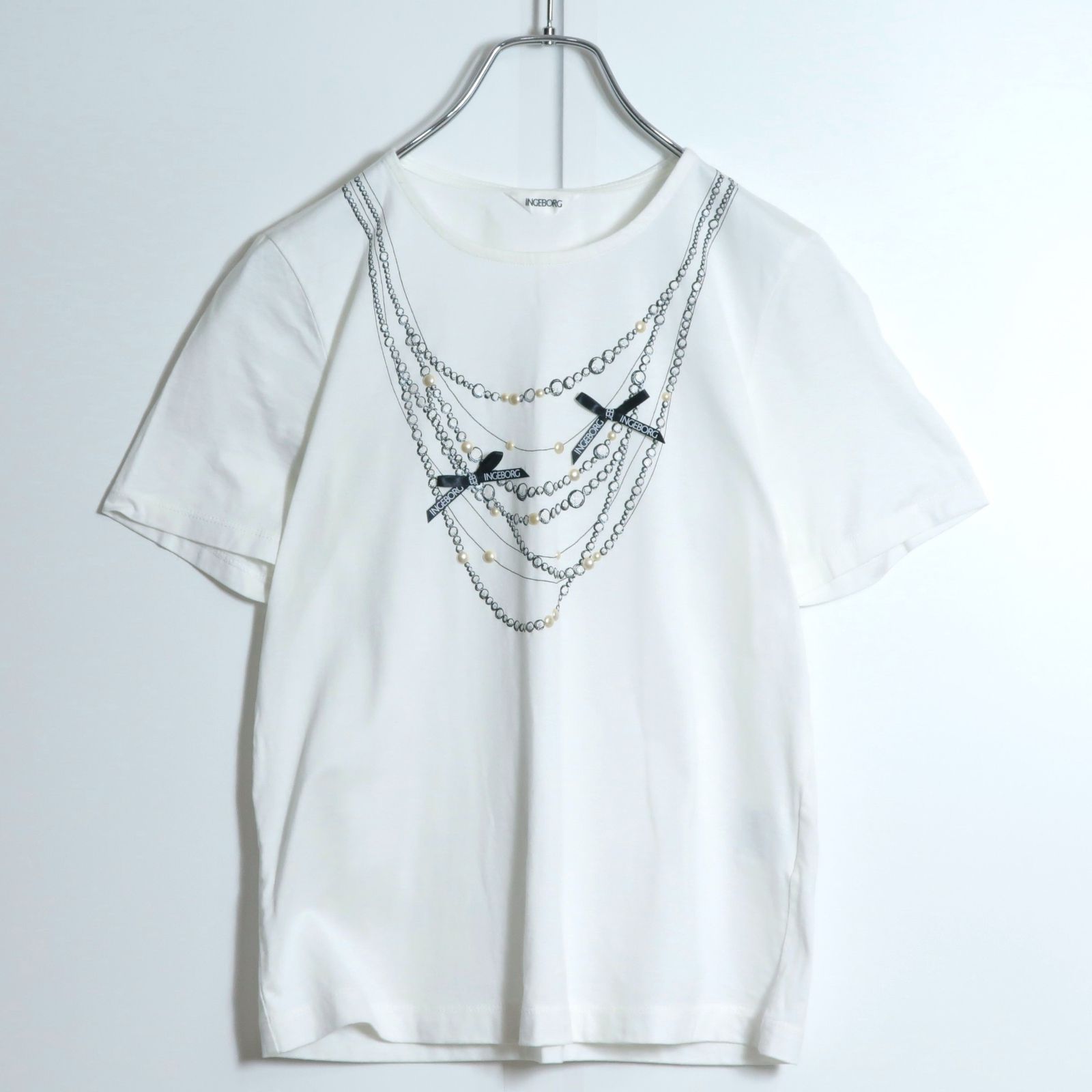 美品！】インゲボルグ☆パールネックレス風Tシャツ リボン