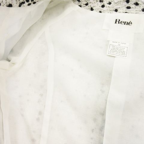 ルネ Rene TISSUE ツイードジャケット ノーカラー 半袖