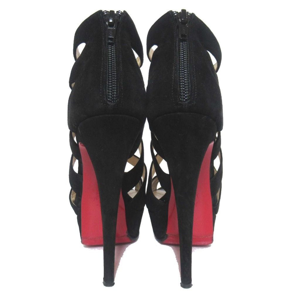 美品Christian Louboutin 36.5 黒エナメル ポインテッド