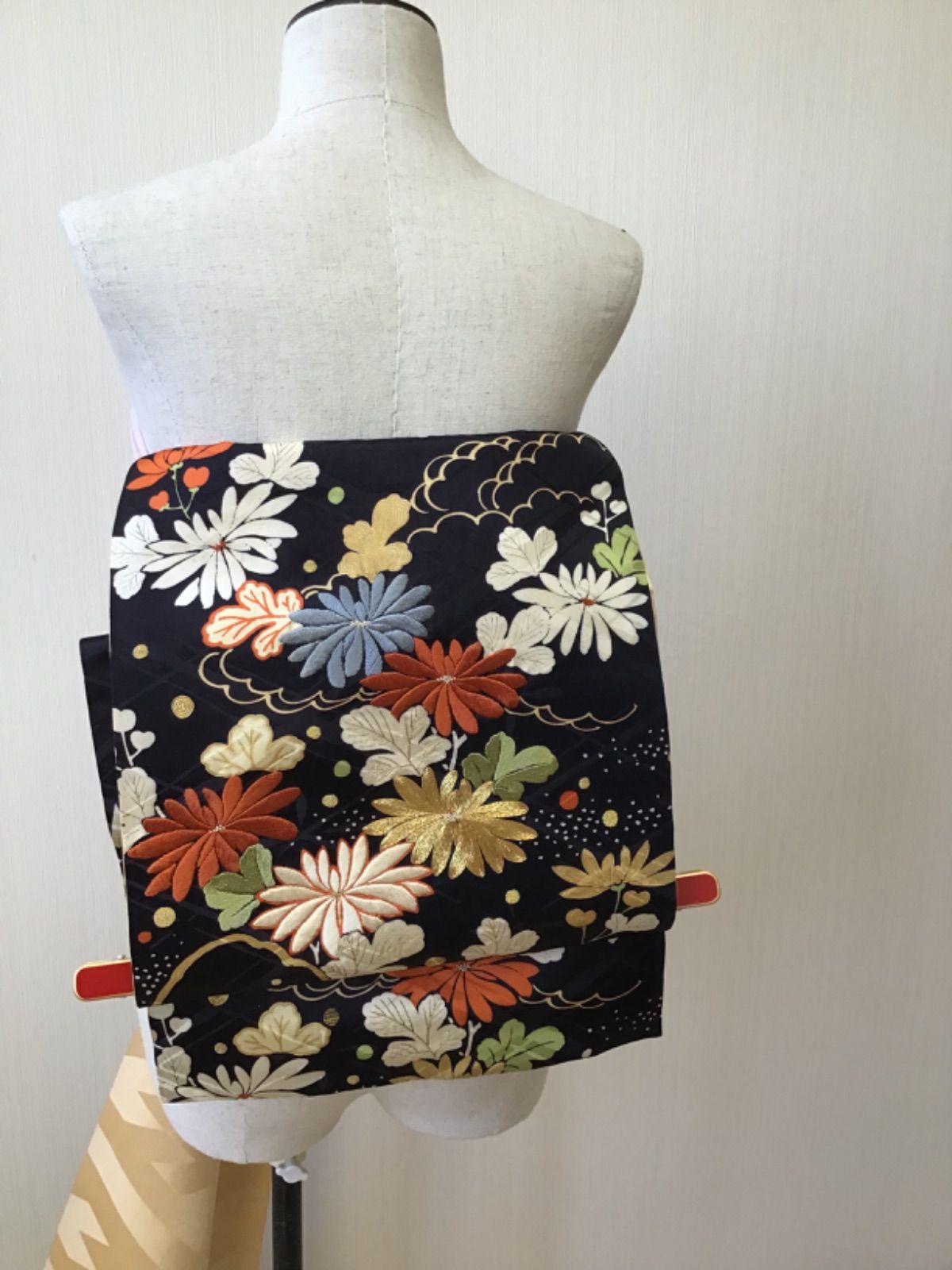 アンティーク 昼夜帯 袋帯 御所解 刺繍 af-183