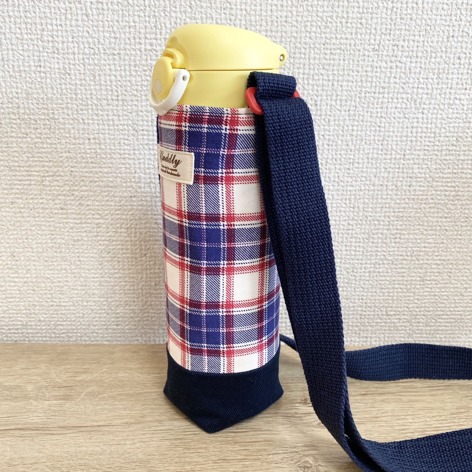 ハンドメイド 水筒 カバー チェック ペットボトルカバー ベアチェック