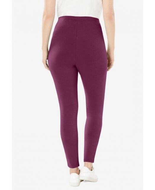 ウーマン ウィズイン レディース レギンス ボトムス Plus Size Within Stretch-Cotton Knit Pull-On Leggings Deep claret