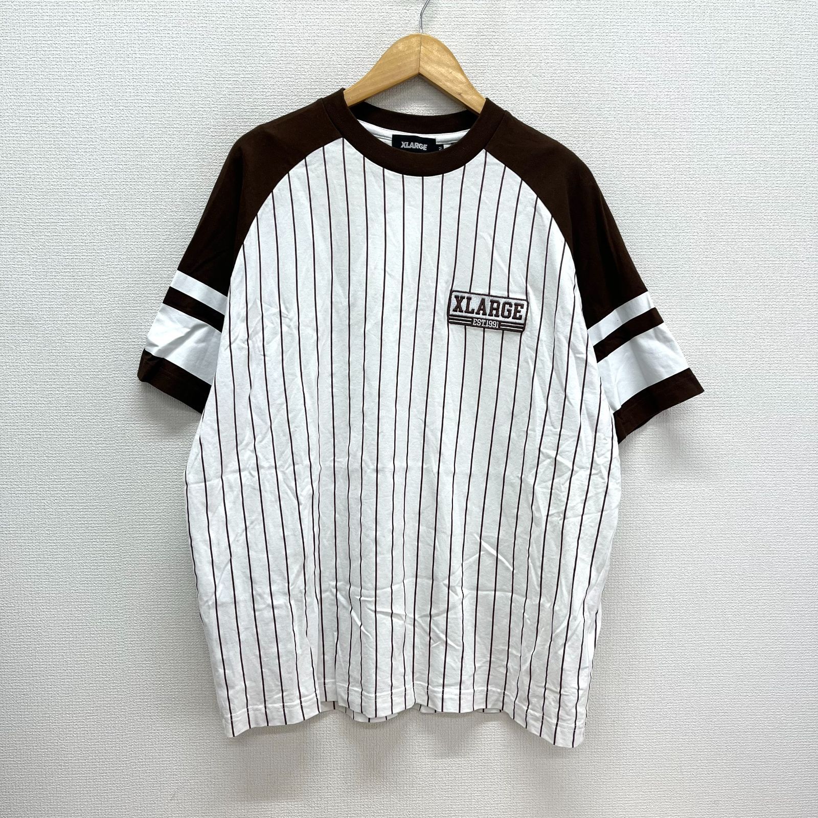 XLARGE エクストララージ 101233011022 STRIPED BASEBALL S/S TEE 