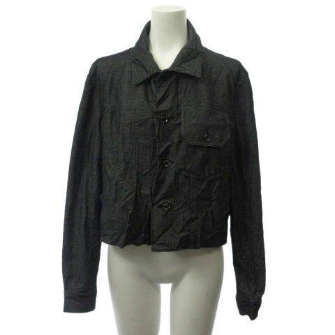 ワイズ Y s シワ加工 シャツ ジャケット クロップド ブラック 黒 2