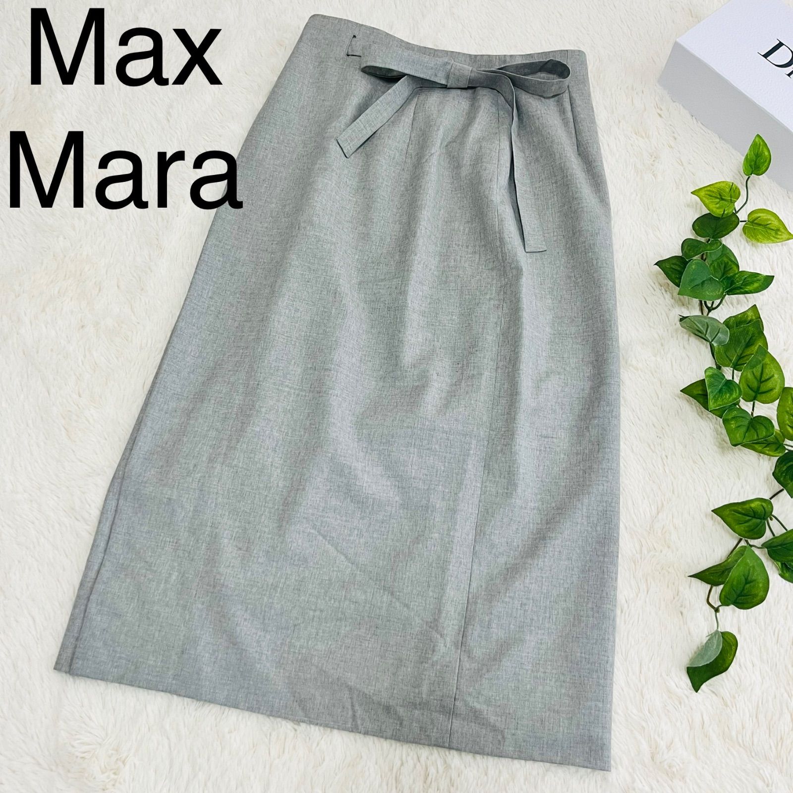 Max Mara ウール ラップスカート タイト ミモレ丈 グレー