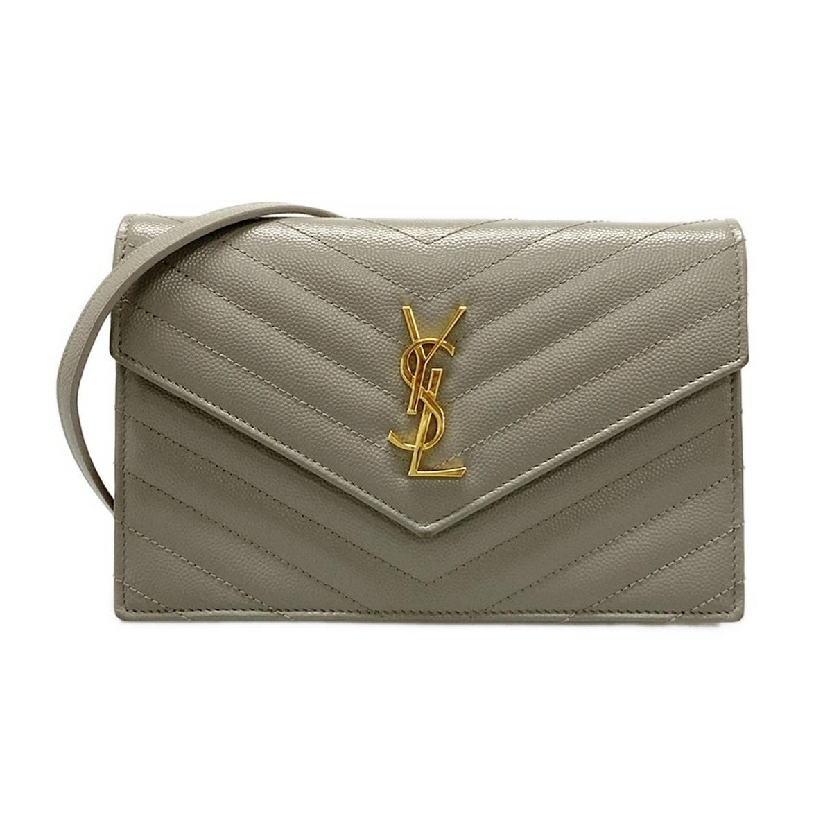 SAINT LAURENT PARIS サンローランパリ 財布 モノグラム サンローランエンベロープ 393953 グレー チェーンウォレット レザー