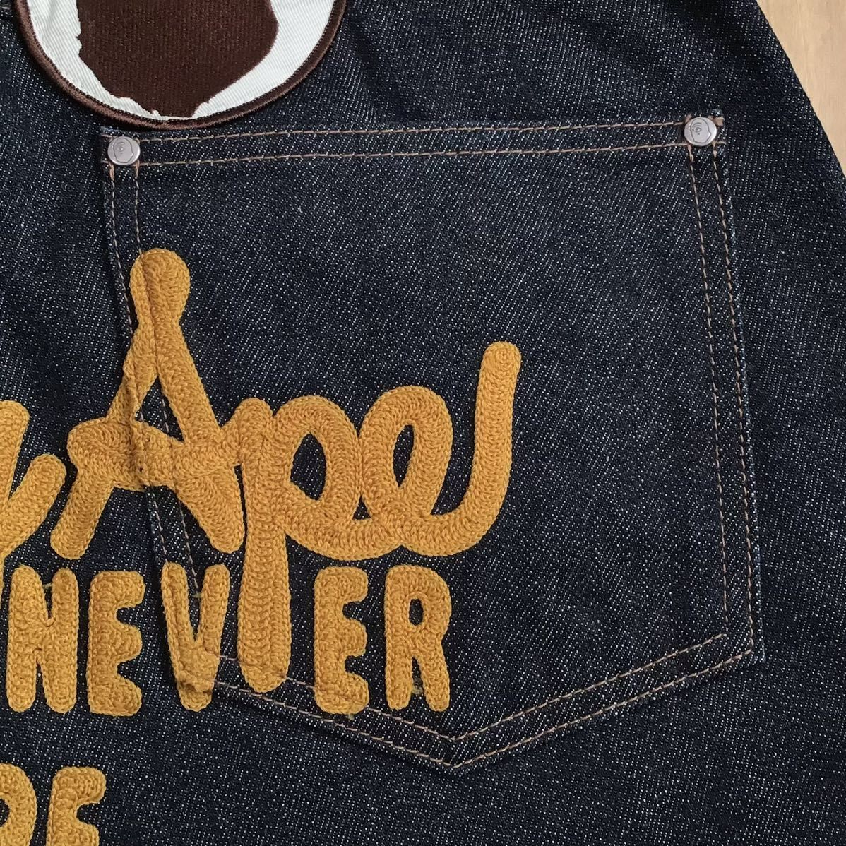 【希少】A BATHING APE エイプ 刺繍 デニム BAPE Mサイズ ✨希少】エイプ デニムジャケット Gジャン セカンド 刺繍 - メルカリ