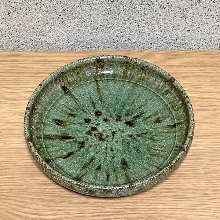 織部焼 緑 大皿1枚 幾何学模様 土物 陶磁器 和食器 オリベヤキ 美濃焼 ミノヤキ グリーン k