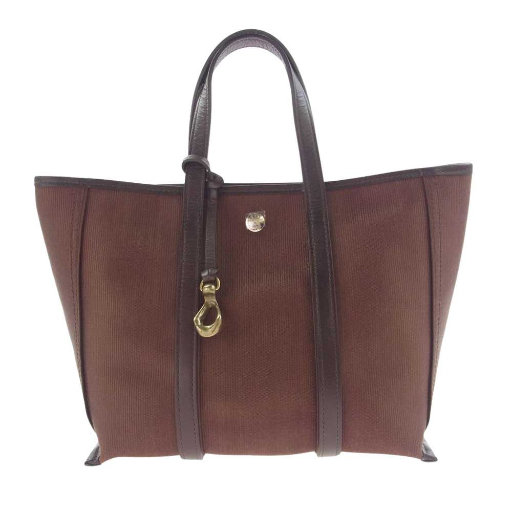 エティアム　ダークブラウン レザー トートバッグ エティアム ETiAM ファブリック レザー トートバッグ ブラウン系