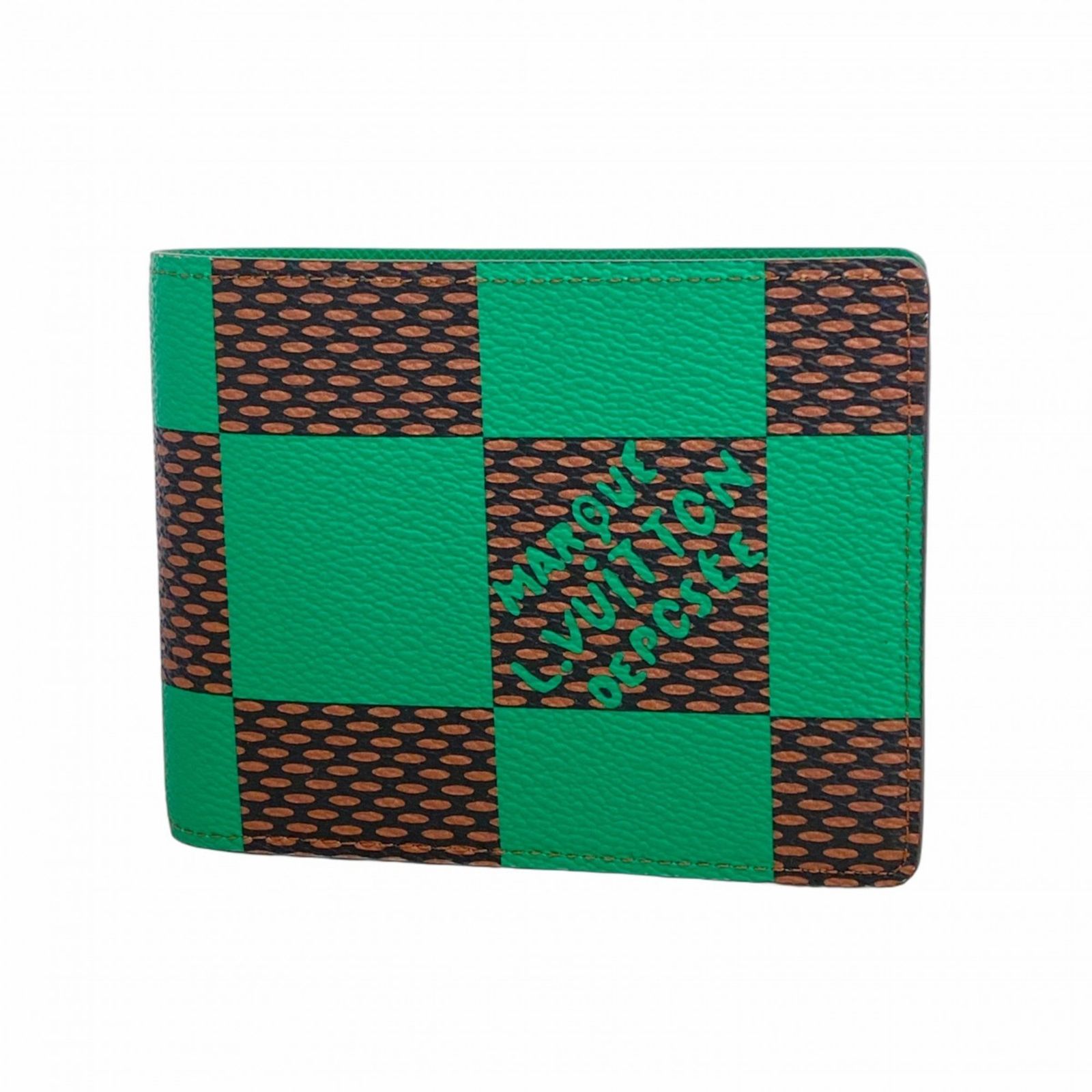 ルイ ヴィトン Louis Vuitton ルイ ヴィトン 札入れ ダミエ ポップ ポルトフォイユミュルティプル N40542 グリーン ブラウンメンズ