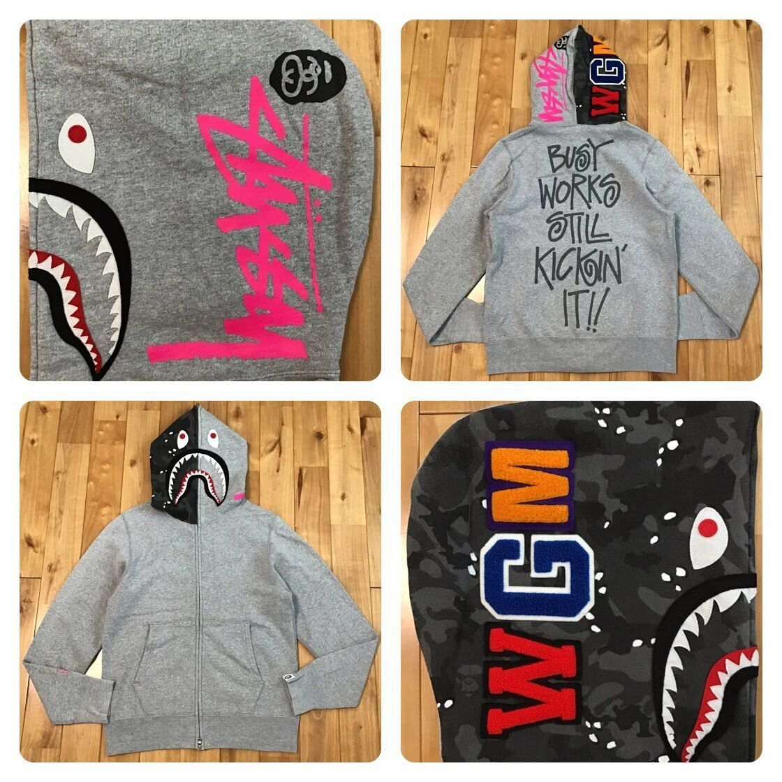 STUSSY × BAPE シャーク パーカー Sサイズ shark full zip hoodie a bathing ape ステューシー エイプ  ベイプ アベイシングエイプ - メルカリ