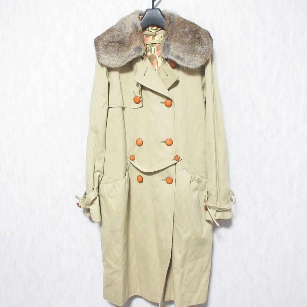 新品　未使用　LeurLogette ルールロジェット ダブルトレンチコート 良品 leur logette ルールロジェット ラビット ファー ダブルブレスト