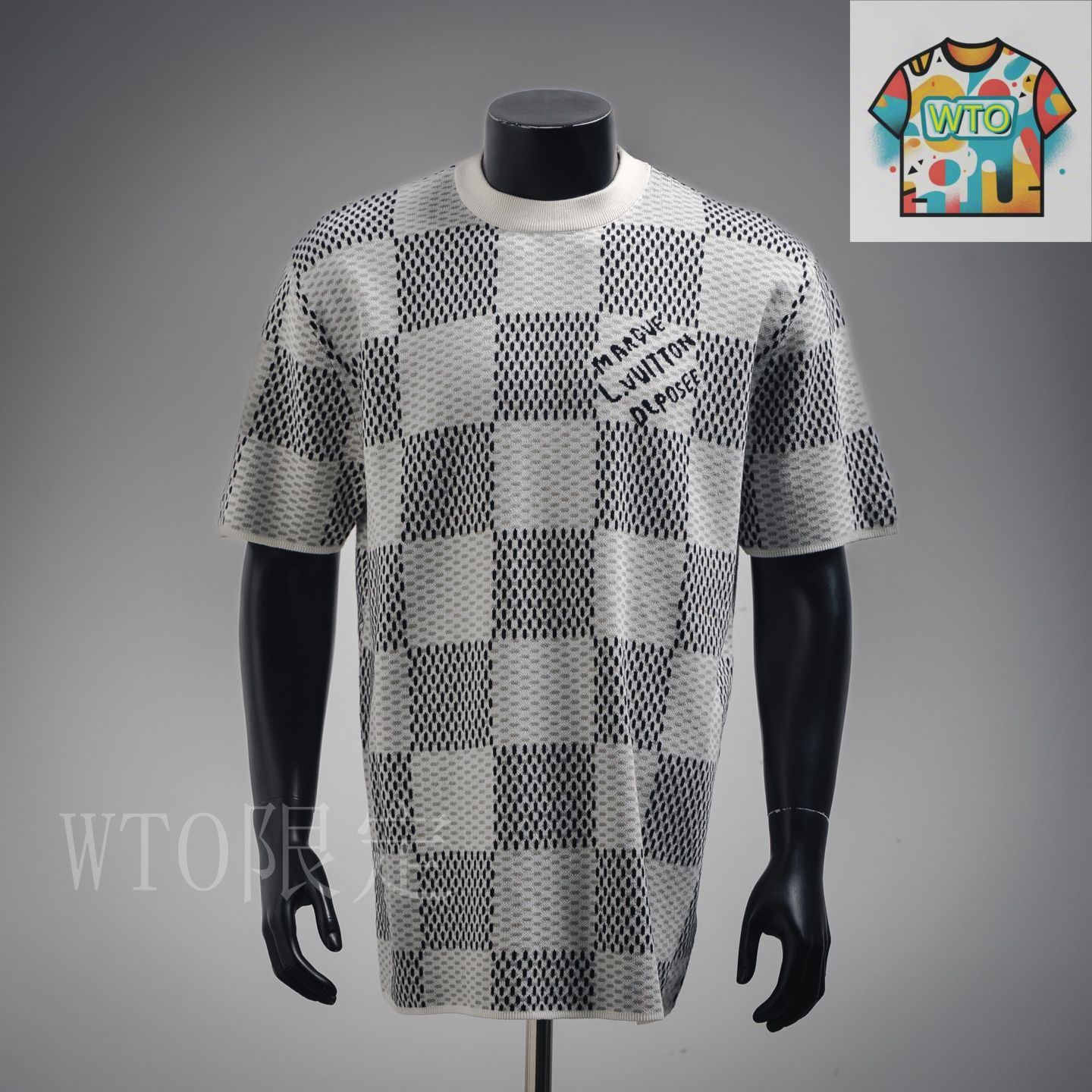 Louis Vuitton チェッカーパターン Tシャツ XL 今日特価】LOUIS VUITTON 25ss ファレルチェッカー T シャツ-1