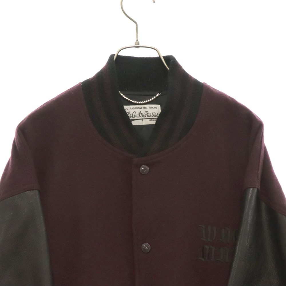 ワコマリア　スタジャン　バーガンディ WACKO MARIA (ワコマリア) 23SS LEATHER VARSITY JACKET レザー