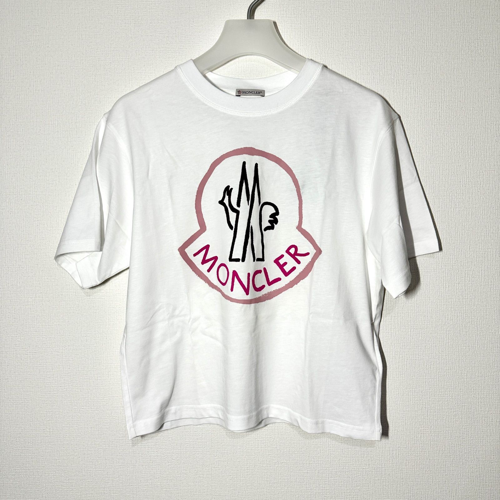 新品 モンクレール ロゴ Tシャツ ホワイト ピンク レディース 半袖 