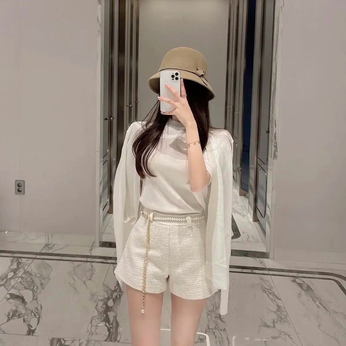 ミエル セット ティー カーディガン ツイードパンツ