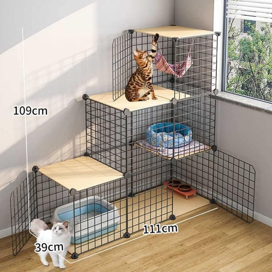 PETTOM 猫 ケージ キャットケージ 2/3段 猫ゲージ ワイド扉 多頭飼い