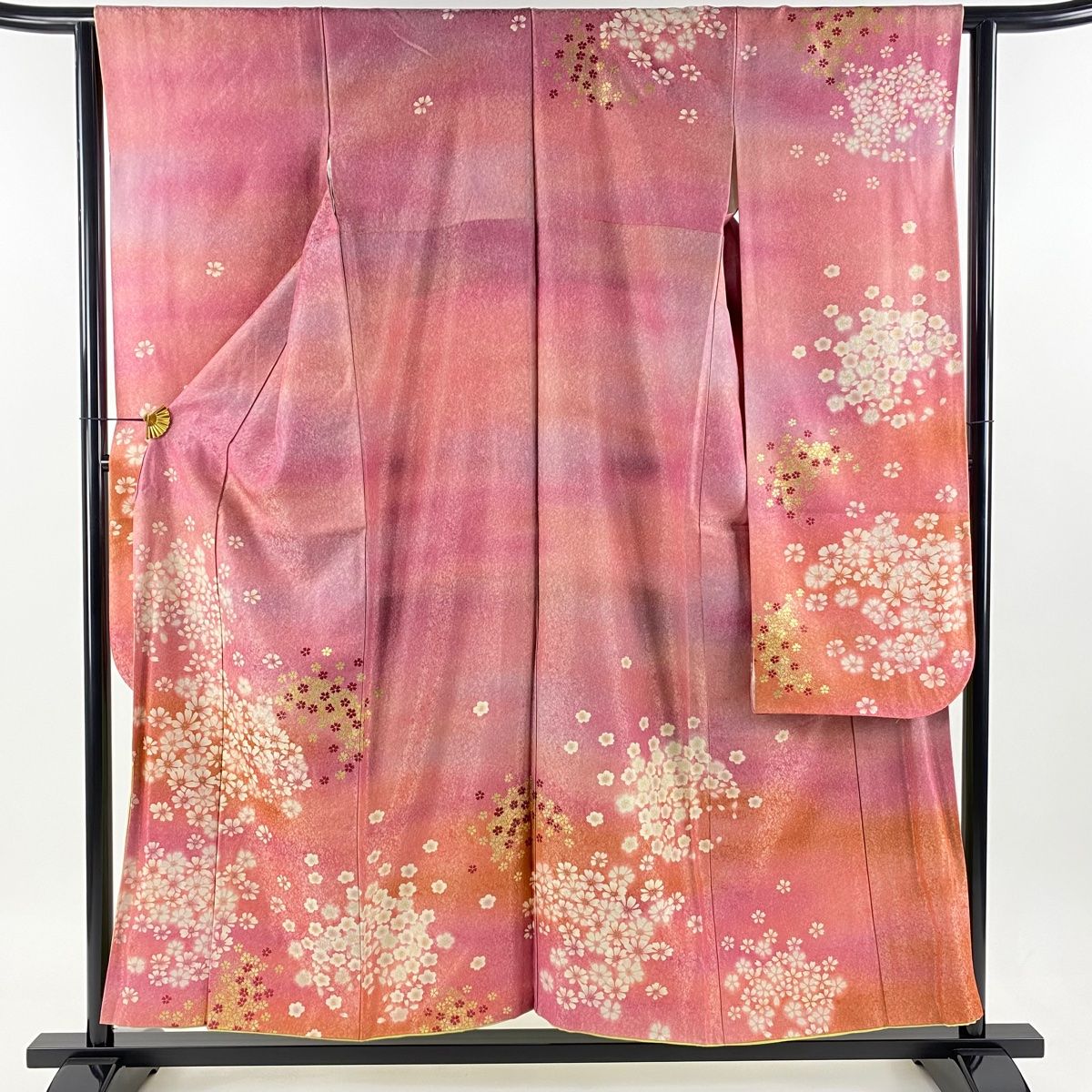 振袖 身丈154cm 裄丈63cm S 袷 落款 桜 銀通し 金彩 ピンク 正絹