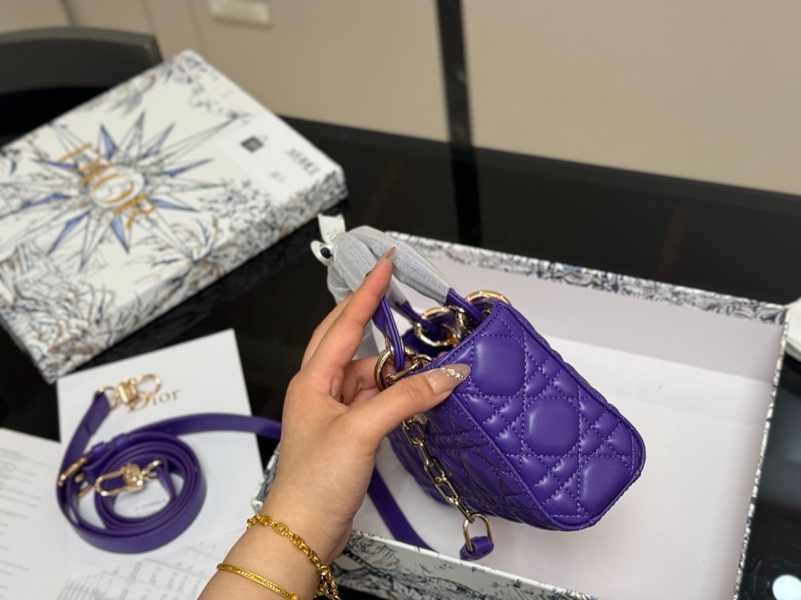 柔彩エレガンス♡【Dior】Diorstar East-West ミニバッグ Diorstar East-West Mini Bag Blue Dior Oblique Jacquard | DIOR