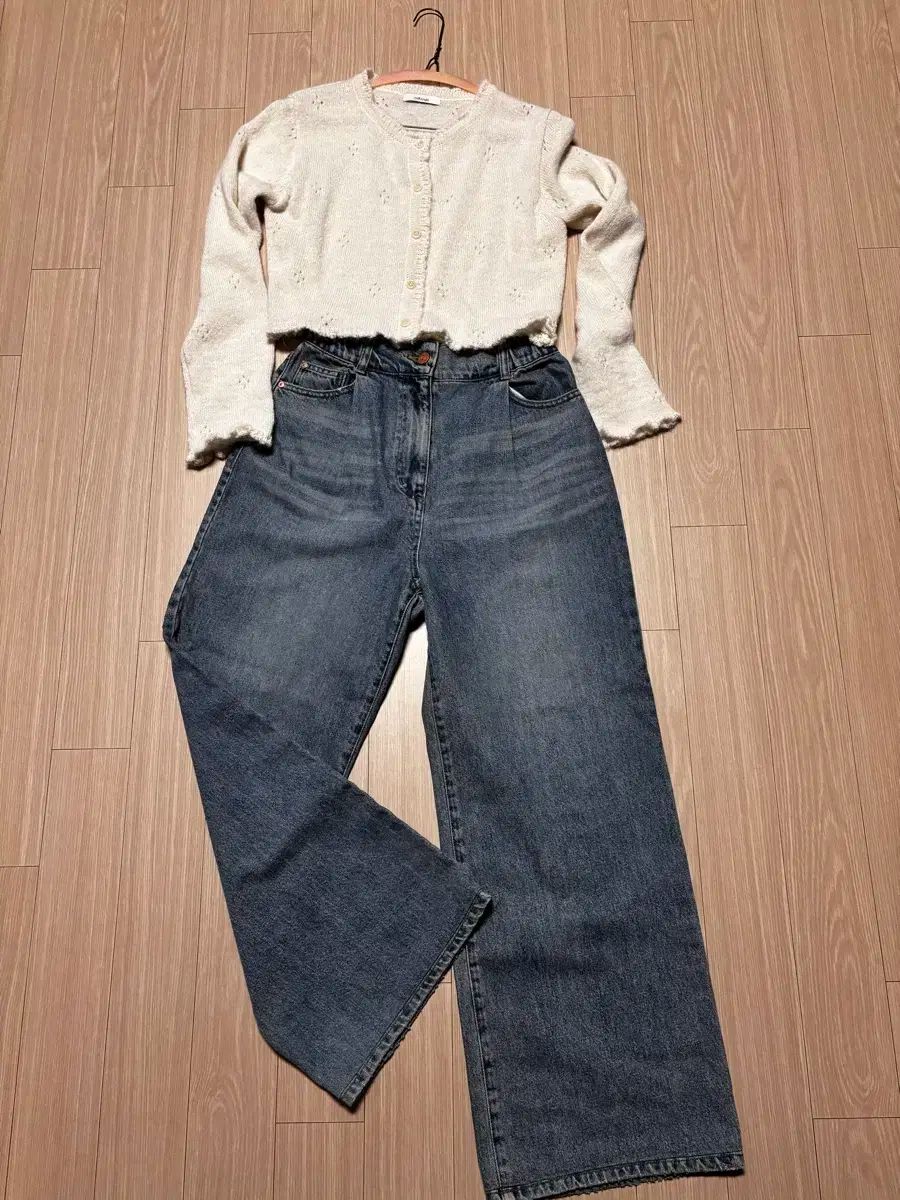 LUCKY CHOUETTE ラッキーシュエトゥ ワイド ウエスト後ろゴム ピンタック デニム パンツ