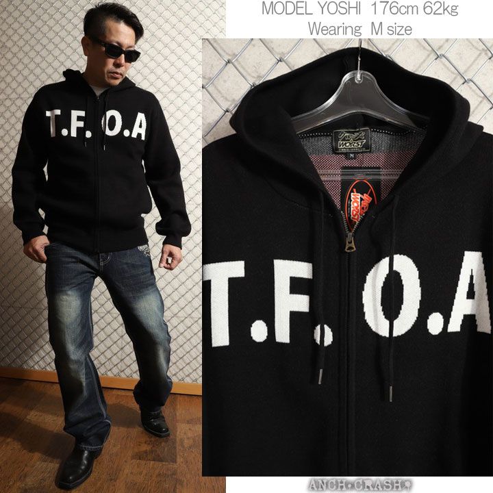 クローズ WORST T.F.O.A RABBIT ジャガードニットF/Zパーカー (CRKN-2501) 【送料無料】CROWS ワースト クローズ WORST T.F.O.A RABBIT ジャガードニットF/Zパーカー CRKN