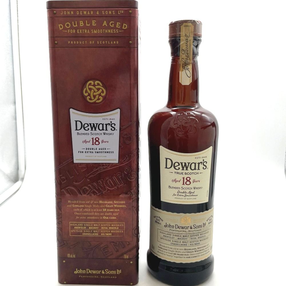デュワーズ ウイスキー 18年 赤文字ラベル 推定2000年代後半ごろ TRUE SCOTCH 表記 ブレンデッド スコッチ 750ml 40% 洋酒 古酒 未開栓