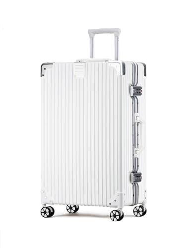 Color ホワイト_Size SS 55*36.5*20.5cm lcc機内持ち込み可 WanderMore スーツケース キャリーケース キャリーバッグ 機内持ち込み 大型 アルミフレーム 超軽量 大容量 耐衝撃 TSAダイヤロック レトロ 360