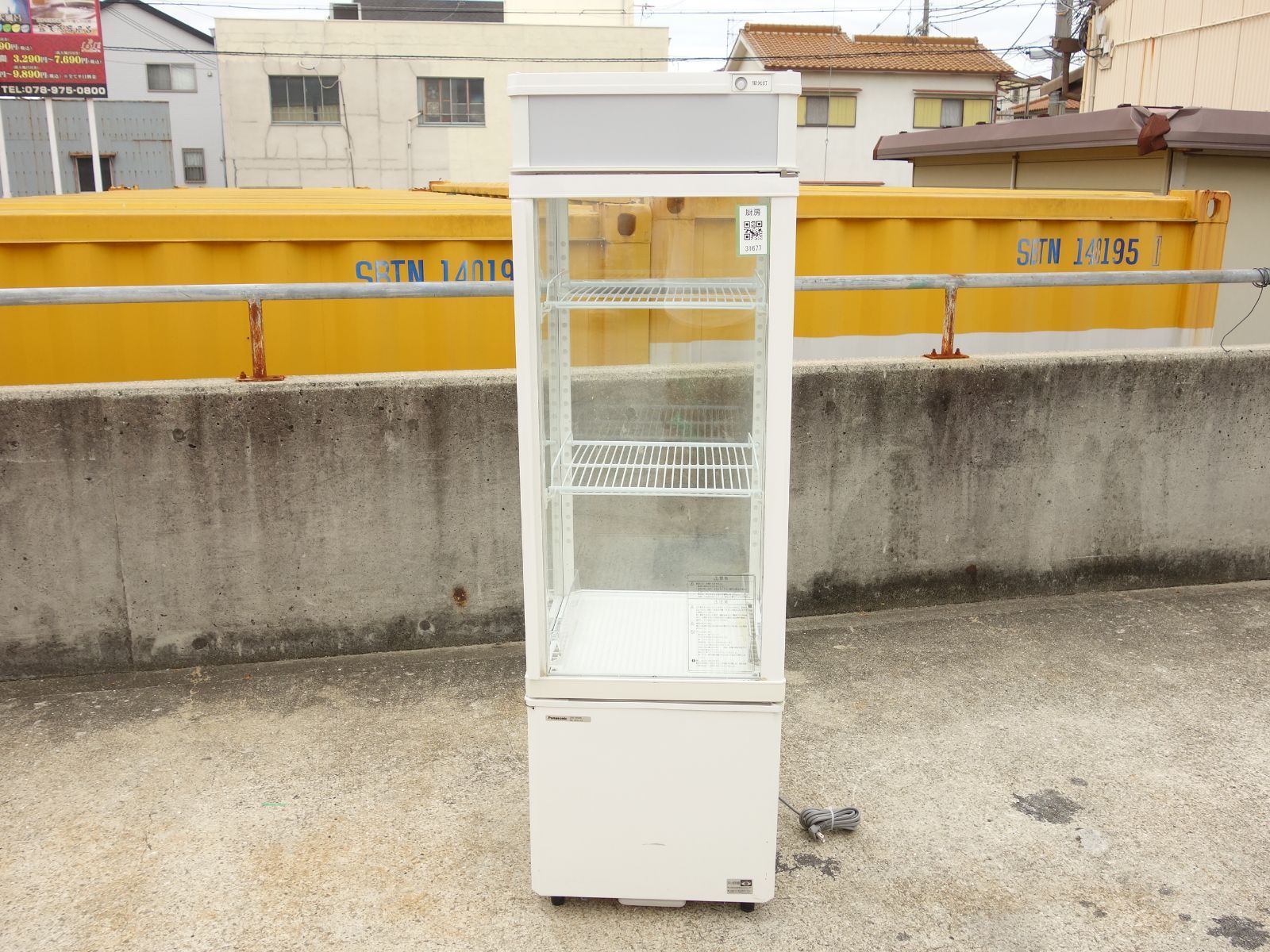 K パナソニック 業務用 冷蔵ショーケース 瓶冷やし ガラス扉 スイング扉 4面ガラス 93L 幅430×奥行450×高さ1400 100V SSR-165BN 31677