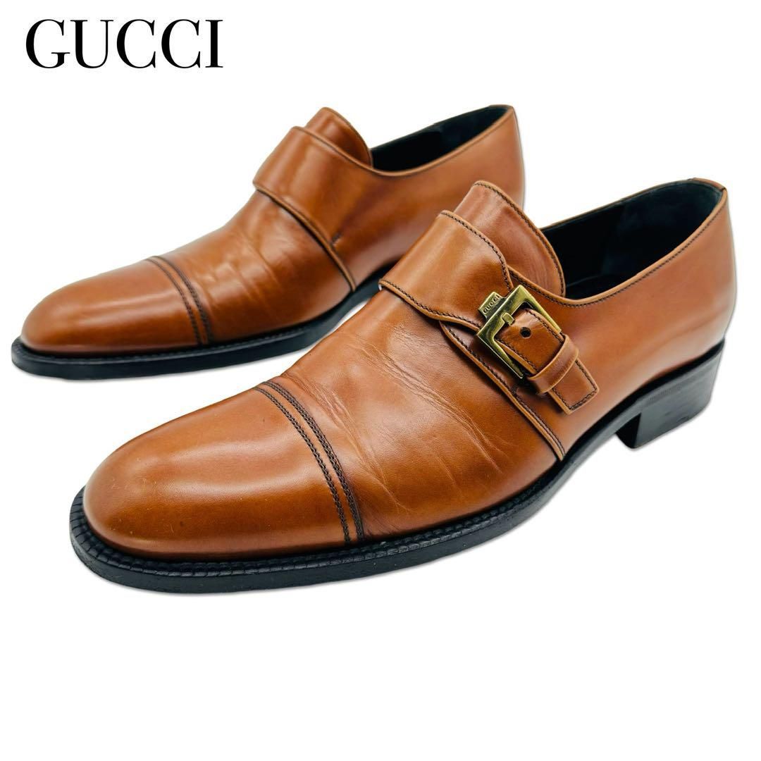 GUCCI グッチ レザー ビジネスシューズ 26.5cm 靴 メンズ ブラウン 茶 