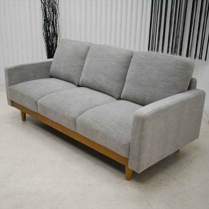 アウトレット 現品限り 一部 大 ファブリック ３人掛け ソファー 布製 3P トリプルソファー グレイ 240619-シュリンプ3ｐ