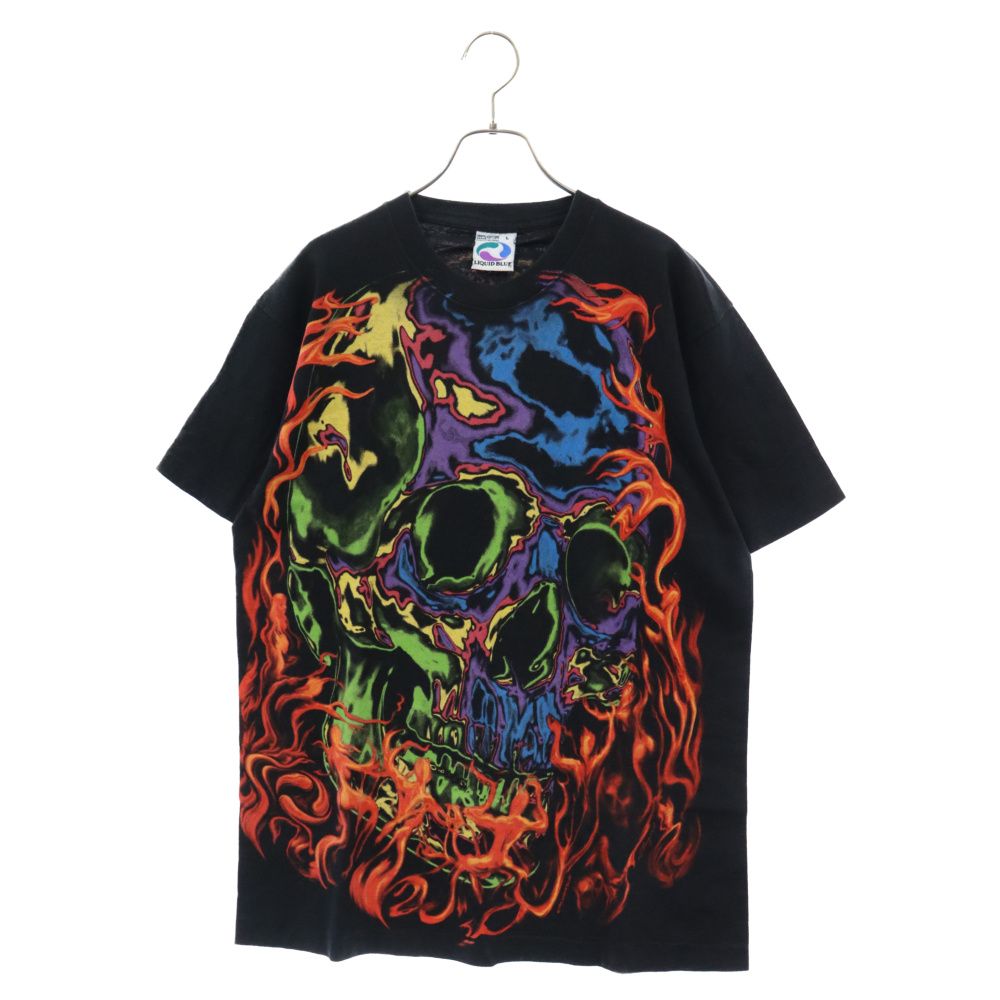 VINTAGE (ヴィンテージ) 90S VINTEGE LIQUID BLUE リキッドブルー 両面プリント半袖Tシャツ カットソー ブラック