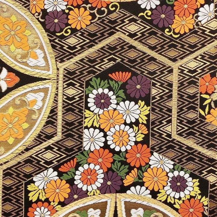 新品 未仕立て品 袋帯 ふくい謹製 七宝 花菱 六通 西陣 正絹 唐織錦