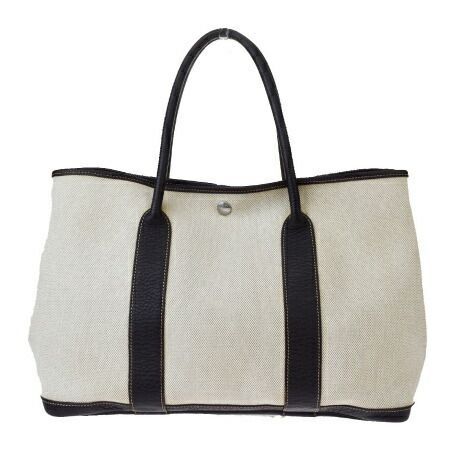 【中古】 エルメス HERMES ガーデンパーティ MM トートバッグ ハンド ブラウン キャンバス レザー 16BS003