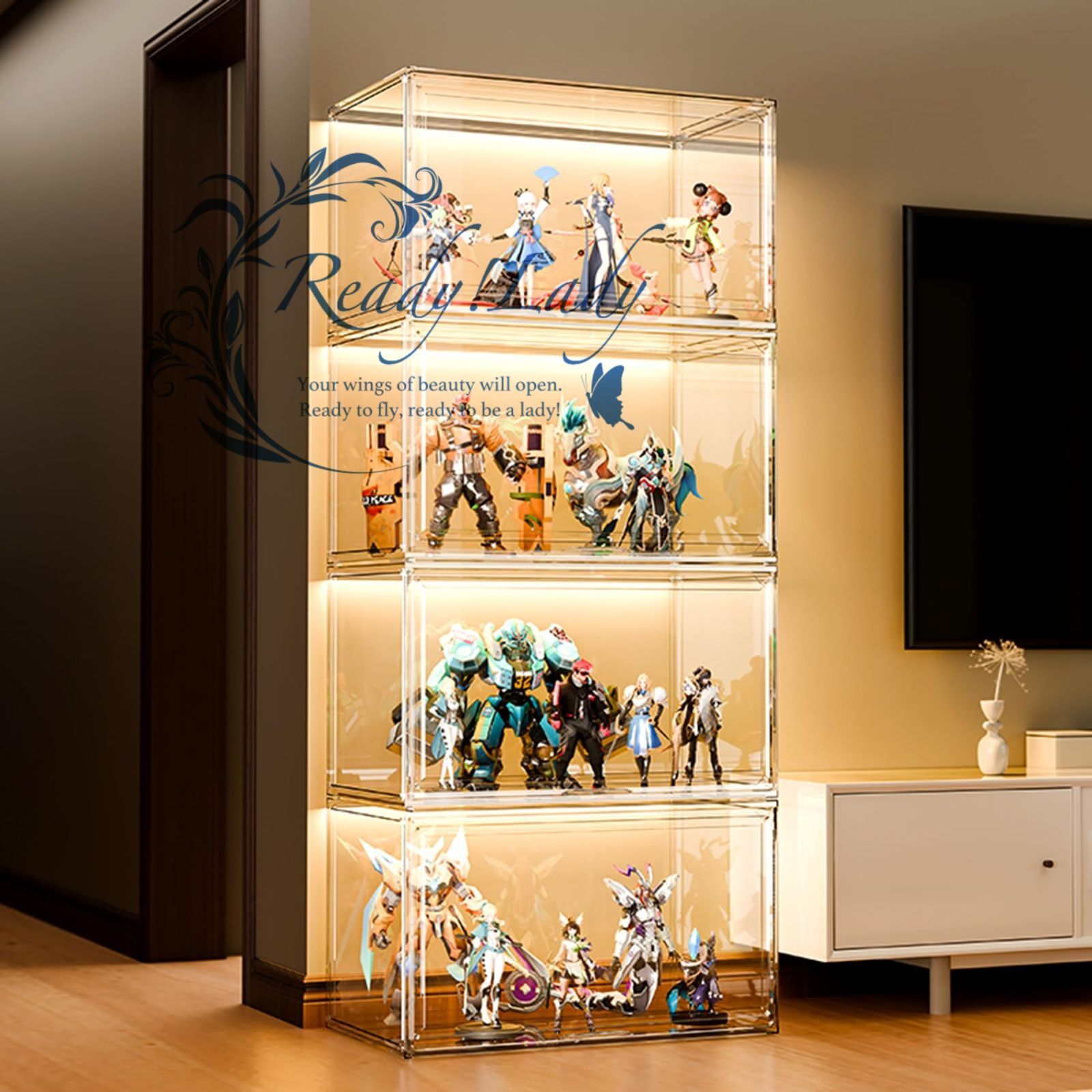 フィギュアケース コレクションケース ディスプレイラック フィギュア棚 ディスプレイケース フィギュアラック 大容量 HD透明 フィギュアラック ディスプレイラック ションケース ディスプレイケース 耐久性 省スペース 多用途 透明 組み立て式 4層