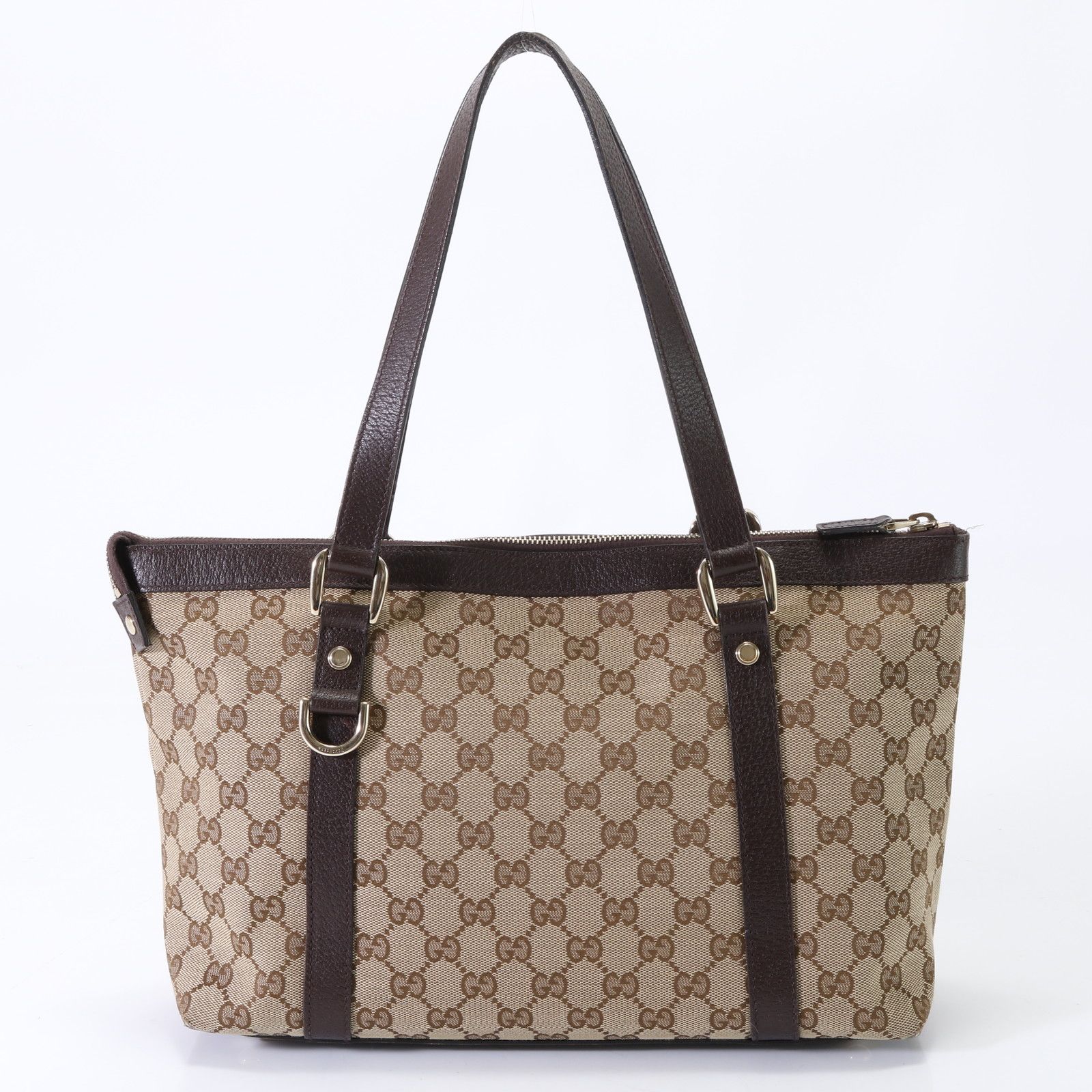 美品 グッチ GGキャンバス アビー 141470 204991 レザー トート バッグ 