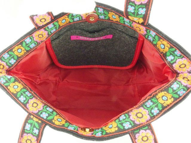 アナスイ トートバッグ ハンドバッグ レディース 刺繍 グレー 灰色 ANNA SUI  I586S