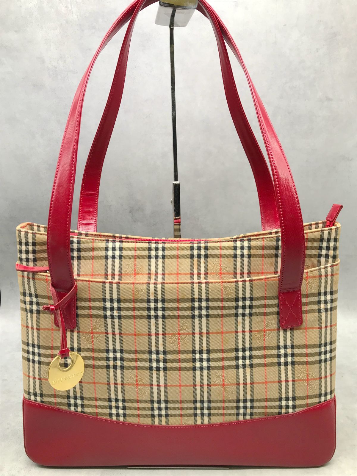 MK77△BURBERRY バーバリー トートバッグ ノバチェック シャドーホース