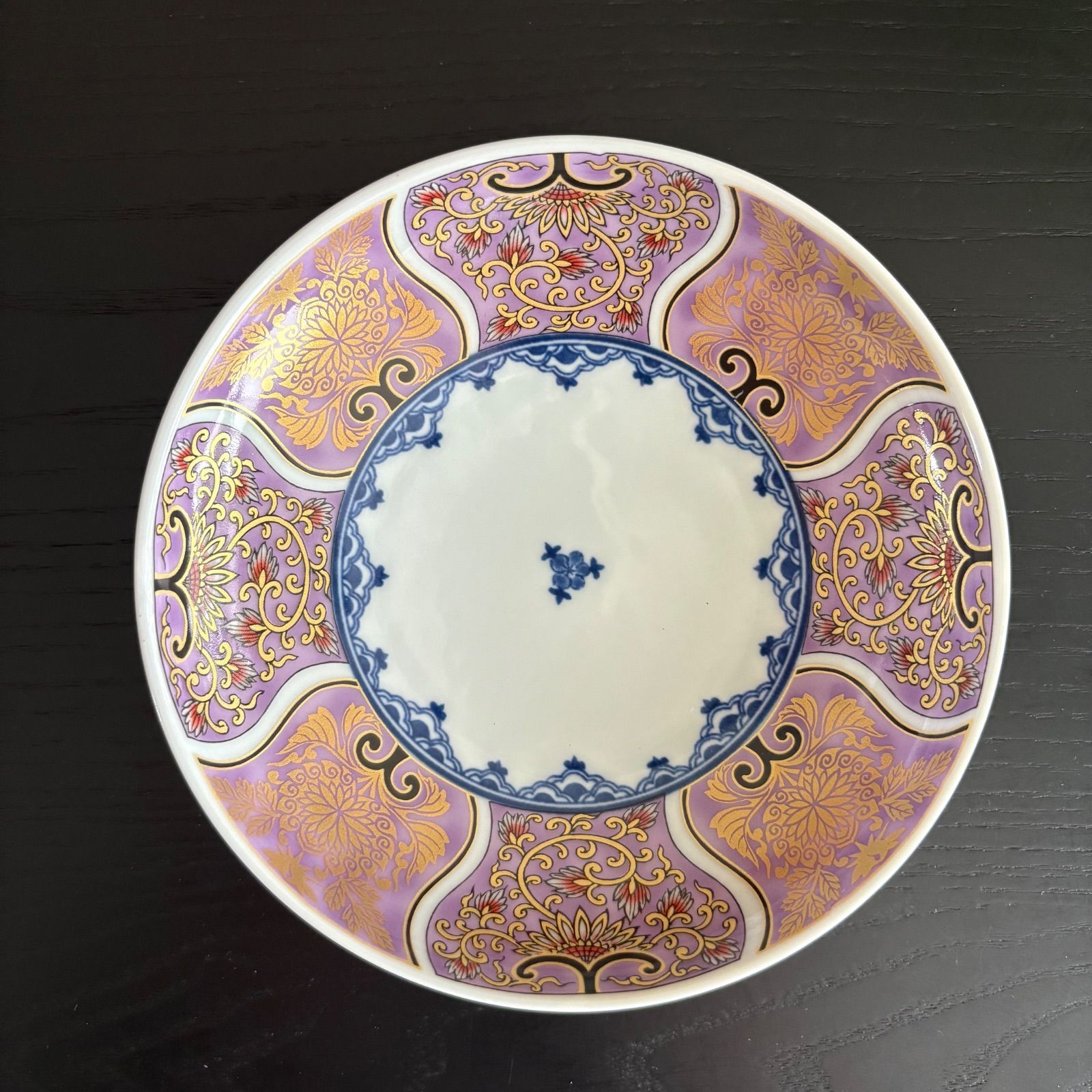 献上古伊万里 取り皿 5枚セット 紫 金彩 皿 Mプレート 和食器